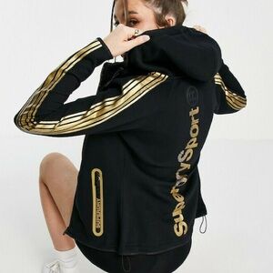Superdry Gym Tech Gold zip through hoodie, black, size 6